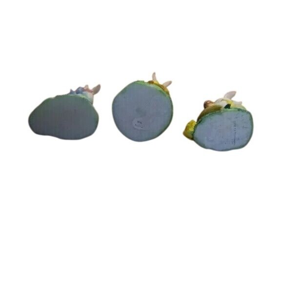 Easter Spring Set Of 5 Hand Painted Bunny Figurines Mini Fence Decor Rabbit - Picture 15 of 15